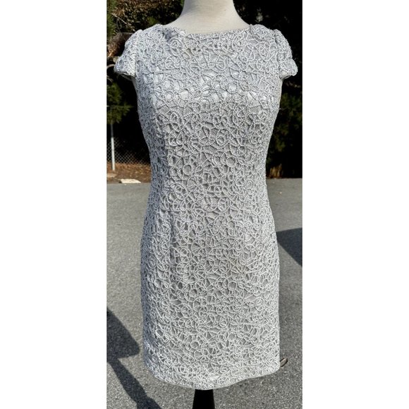 Simply Liliana Dresses & Skirts - Simply Liliana Womens Silver Gray 8 Dress Sequence Formal Shimmer Sheath Midi